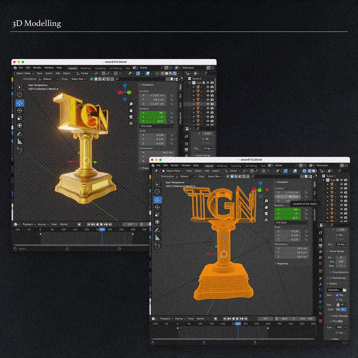 Digitales 3D-Modell des TGN-Pokals
