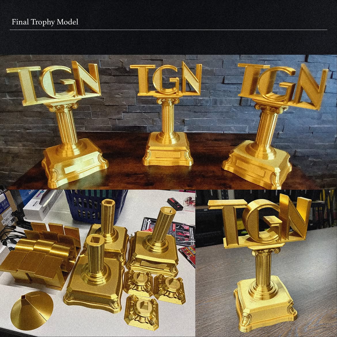 Fertige goldene Modelle des TGN-Pokals
